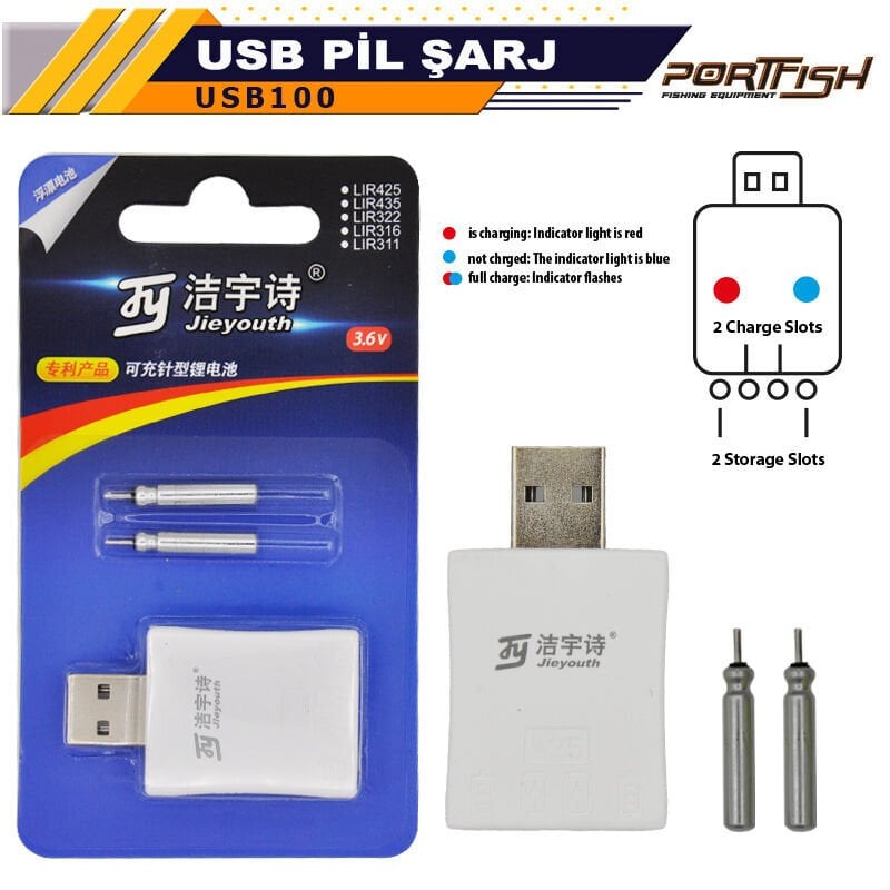 Portfish USB Pil Şarj Makinası